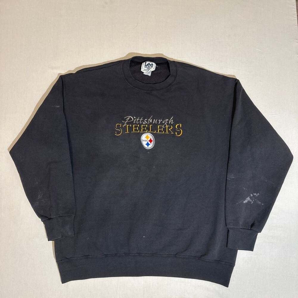 Vintage Lee Sport Pittsburgh Steelers Grey Embroidered Crewneck Sweatshirt XL